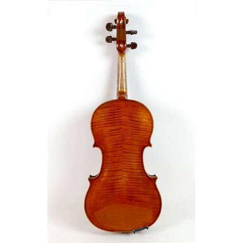 5 - A 20th century German violin, set up by Guiviers, labelled for 'Freidrich Kreuzinger', two piece bac... 