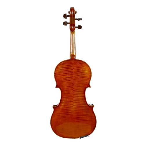 5 - A 20th century German violin, set up by Guiviers, labelled for 'Freidrich Kreuzinger', two piece bac... 