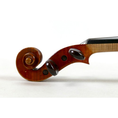 5 - A 20th century German violin, set up by Guiviers, labelled for 'Freidrich Kreuzinger', two piece bac... 