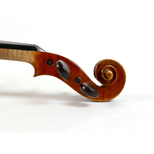 5 - A 20th century German violin, set up by Guiviers, labelled for 'Freidrich Kreuzinger', two piece bac... 