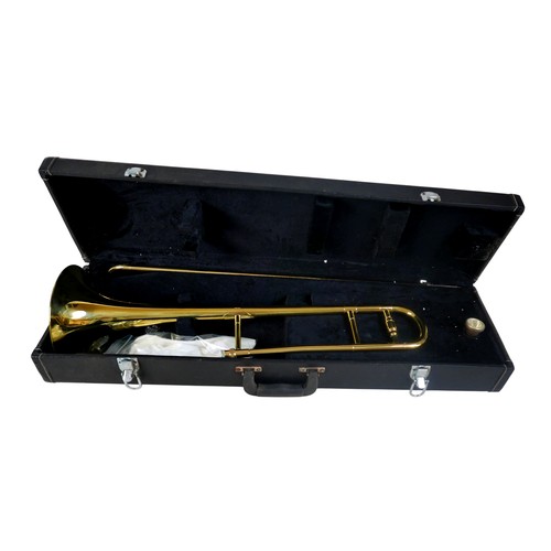 56 - A trombone, in a black carry case.