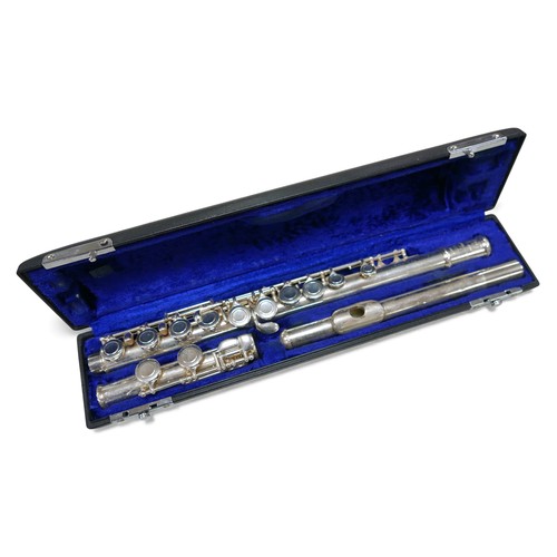 52 - A Trevor J. James silver plated flute, with fitted hard case.