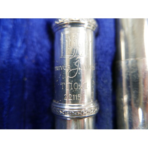 52 - A Trevor J. James silver plated flute, with fitted hard case.
