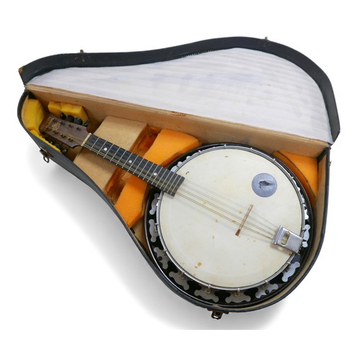 37 - A Melody Major mandolin banjo with case, a/f.