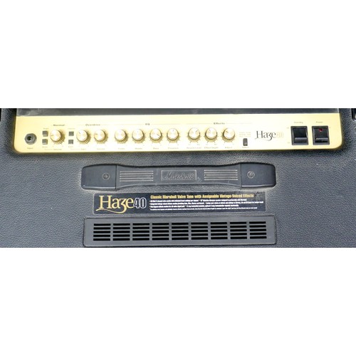 43 - A Marshall 40W Haze amplifier and foot pedal. (2)