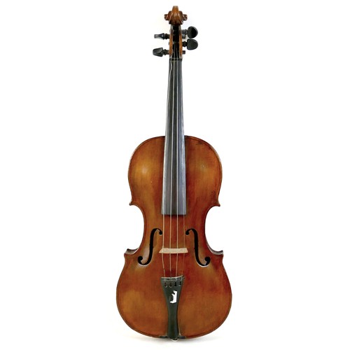 19 - A mid 20th century Hungarian violin, bearing label 'Jeannes Toth.. Budapest…', with a 14 inch one pi... 