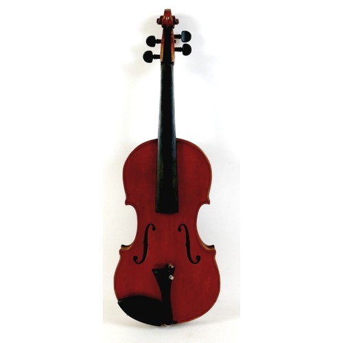 11 - An early / mid 20th century Continental violin, bearing label 'BERNARDUS CALCANIUS Fecit Genuae Anno... 