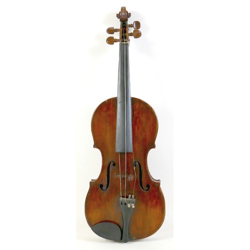 16 - A 19th century Continental violin, bearing label 'Joseph Gagliano Filius Nicolai fecit Neap 1761', w... 