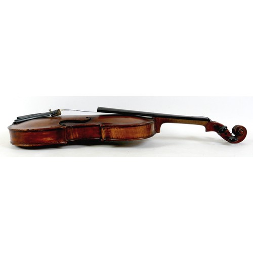 15 - A 19th century violin, bearing a hand written label Jacobus Stainer in Absam prope Oenipontum fecit ... 