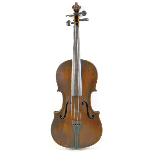 14 - A 19th century violin, bearing label 'Joseph Antonius Rocca fecit Taurini anno Domini 1850', with a ... 
