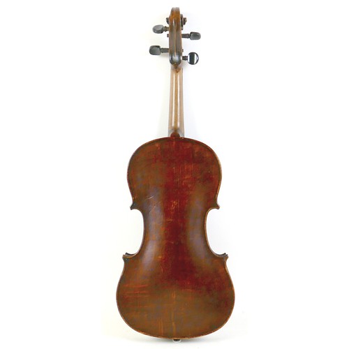 14 - A 19th century violin, bearing label 'Joseph Antonius Rocca fecit Taurini anno Domini 1850', with a ... 