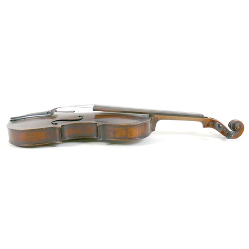14 - A 19th century violin, bearing label 'Joseph Antonius Rocca fecit Taurini anno Domini 1850', with a ... 