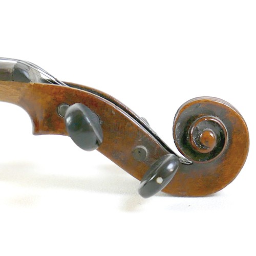 14 - A 19th century violin, bearing label 'Joseph Antonius Rocca fecit Taurini anno Domini 1850', with a ... 