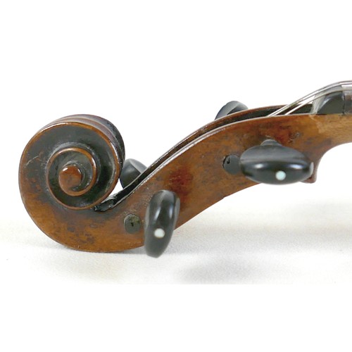 14 - A 19th century violin, bearing label 'Joseph Antonius Rocca fecit Taurini anno Domini 1850', with a ... 