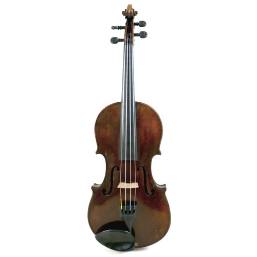 2 - An early 20th century English violin, with two piece back, 14