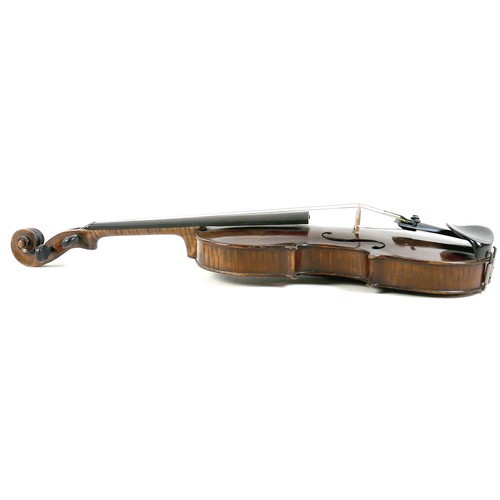 2 - An early 20th century English violin, with two piece back, 14