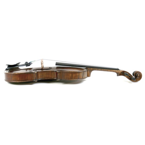 2 - An early 20th century English violin, with two piece back, 14