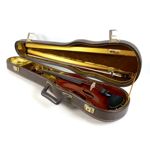 4 - A fine 19th century French violin, with a single piece back, 14