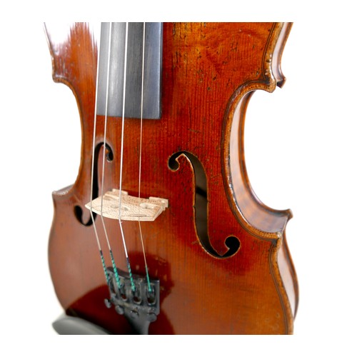 4 - A fine 19th century French violin, with a single piece back, 14