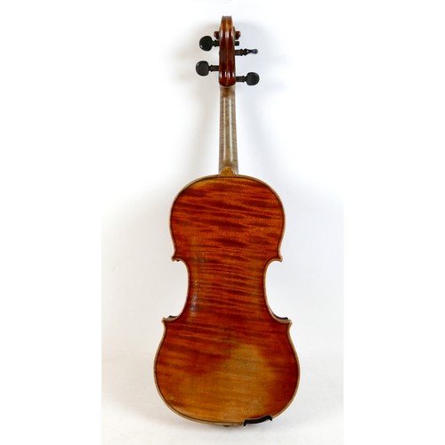 4 - A fine 19th century French violin, with a single piece back, 14