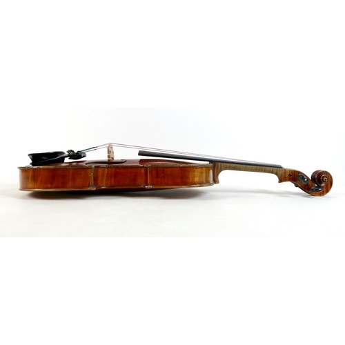 4 - A fine 19th century French violin, with a single piece back, 14