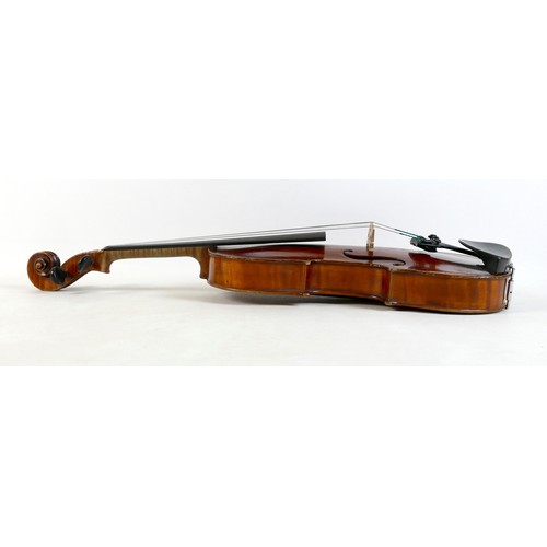 4 - A fine 19th century French violin, with a single piece back, 14