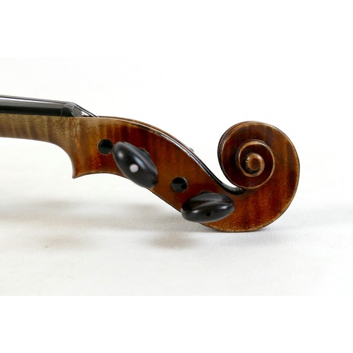 4 - A fine 19th century French violin, with a single piece back, 14