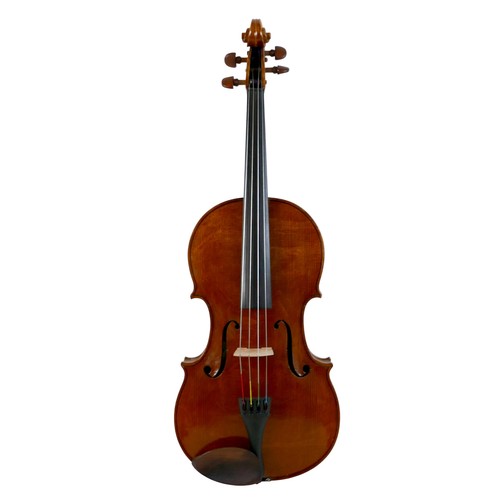 30 - A good full size English viola, made by A. R. Ridler, 1996, with a distinctive quilted maple one pie... 