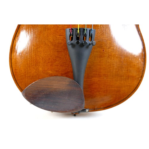 30 - A good full size English viola, made by A. R. Ridler, 1996, with a distinctive quilted maple one pie... 