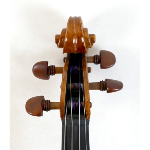 30 - A good full size English viola, made by A. R. Ridler, 1996, with a distinctive quilted maple one pie... 
