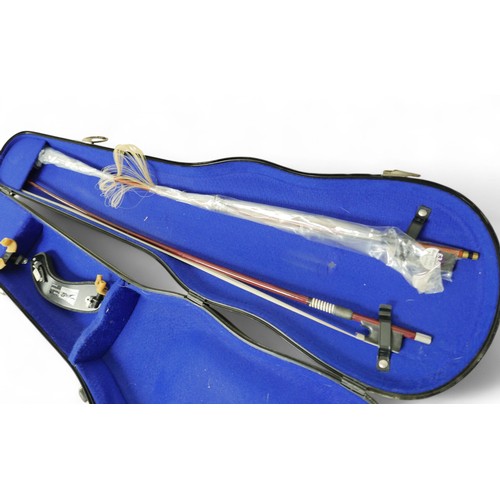 22 - A late 20th century Romanian violin, by Andreas Feller, with two bows and in a black fitted hard cas... 
