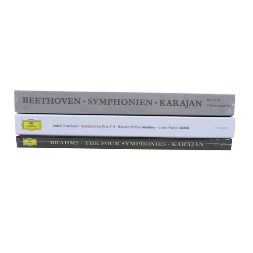 103 - Three Deutsche Grammophon Brahms, Beethoven and Bruckner vinyl box sets, comprising two Berliner Phi... 