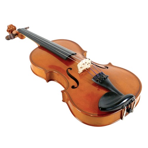 22 - A late 20th century Romanian violin, by Andreas Feller, with two bows and in a black fitted hard cas... 