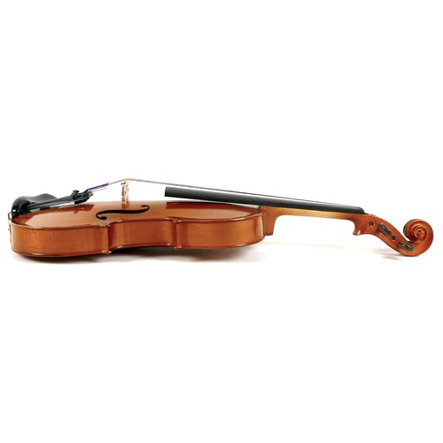 22 - A late 20th century Romanian violin, by Andreas Feller, with two bows and in a black fitted hard cas... 