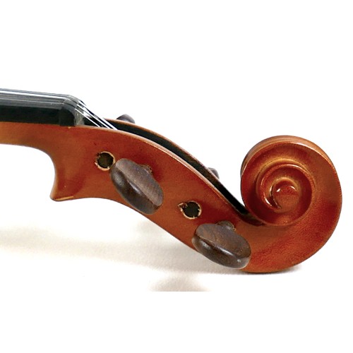 22 - A late 20th century Romanian violin, by Andreas Feller, with two bows and in a black fitted hard cas... 