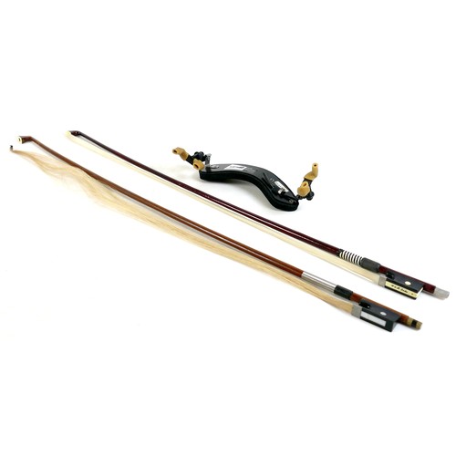 22 - A late 20th century Romanian violin, by Andreas Feller, with two bows and in a black fitted hard cas... 