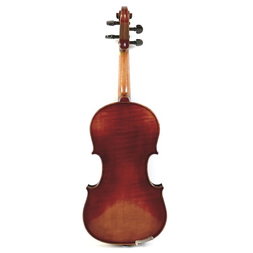 23 - A late 20th century German 1/4 size violin, by Herman, model Q017A, with bow and soft case, back 11