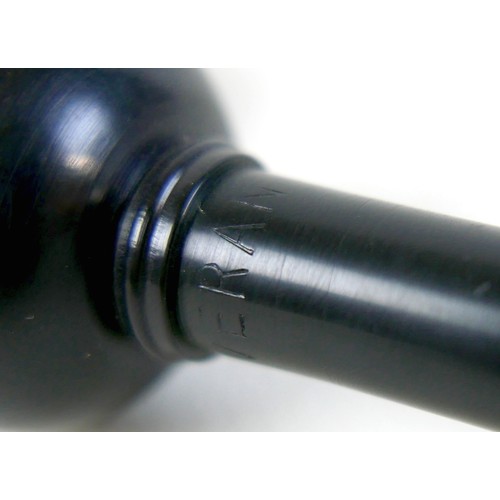 64 - A set of bagpipes, with green fabric and ebonised pipes, inscribed maker's name 'Inveran' to one pip... 