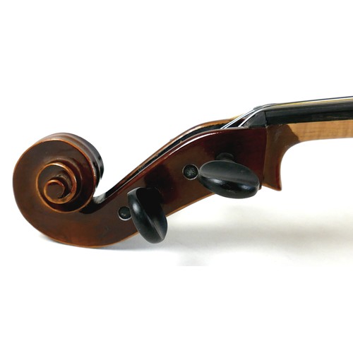 31 - A Boosey and Hawkes Golden Strad cello in fabric case, with two bows.