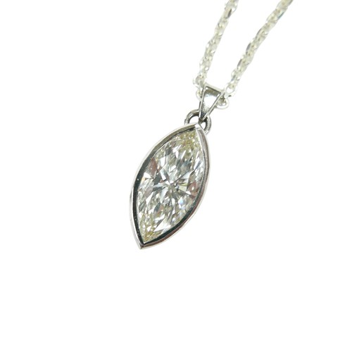 1 - A large navette cut diamond pendant, stone 8.5 by 5 by 16mm approximately 4.3ct, overall pendant wei... 
