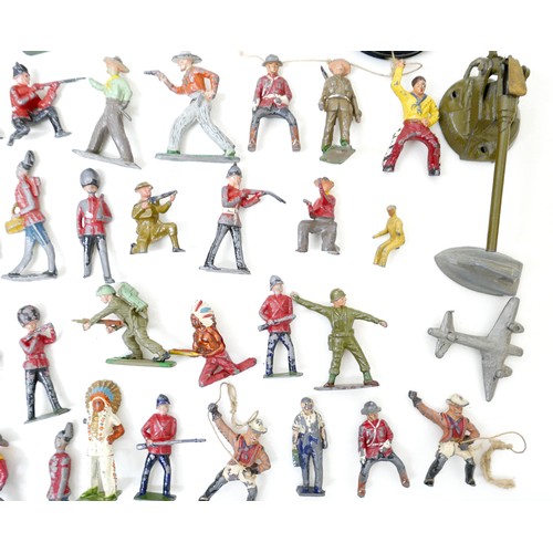 233 - A collection of vintage lead figures, Meccano and toys.(1 box)