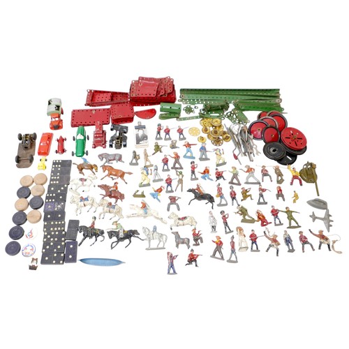233 - A collection of vintage lead figures, Meccano and toys.(1 box)