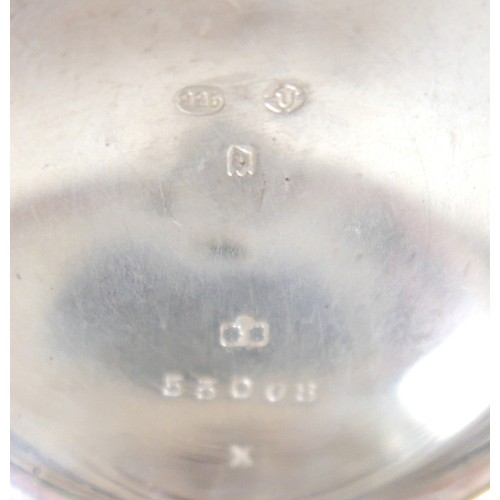 92 - Two silver pocket watches and a silver cigarette case, case weight 2.3 troy oz.(3)