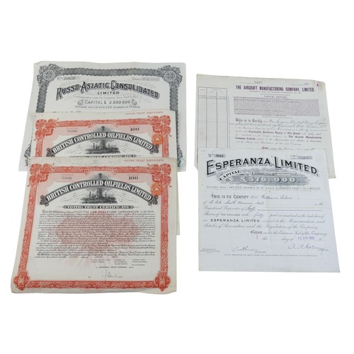 204 - A quantity of assorted vintage stock and share certificates and printed ephemera, to include two lea... 