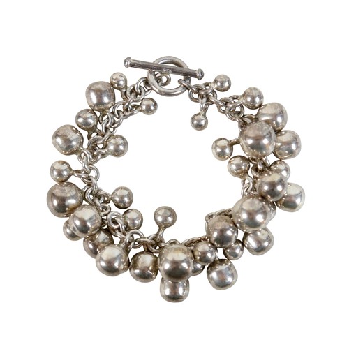 7 - A sterling 925 silver bracelet, with bauble design pendants, 19cm long, 2.92 toz.
