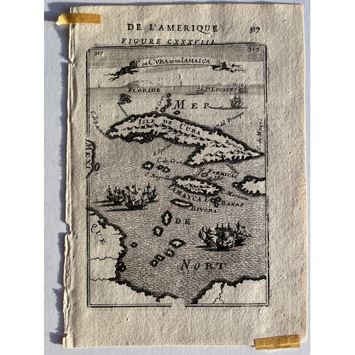 211 - Two maps: A 17th century map of Cuba, Jamaica and the Cayman Islands, which are named S. Spirito and... 