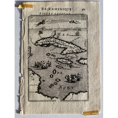 211 - Two maps: A 17th century map of Cuba, Jamaica and the Cayman Islands, which are named S. Spirito and... 