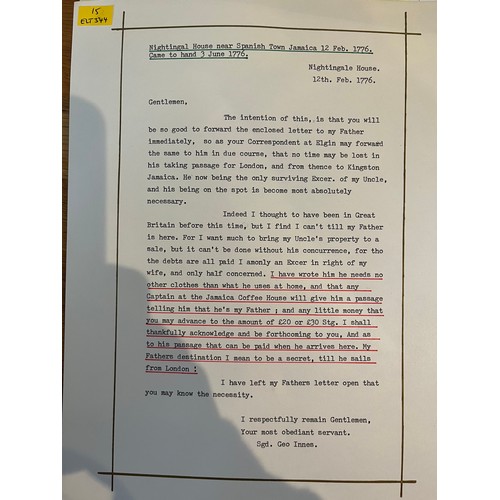 206 - Plantation letters / slavery / transatlantic slave trade / manumission / Jamaica/ postal history / p... 