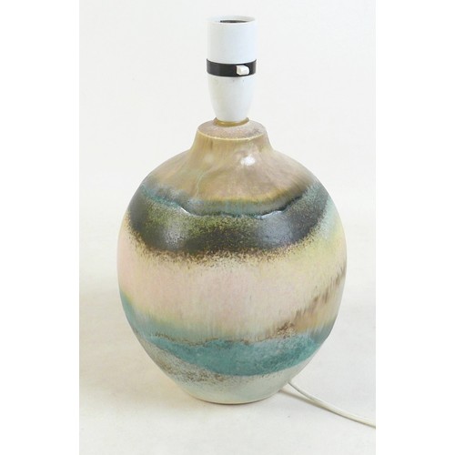 354 - A Mollie Hillam Furneck Pottery table lamp, 16 by 16 by 28cm high.