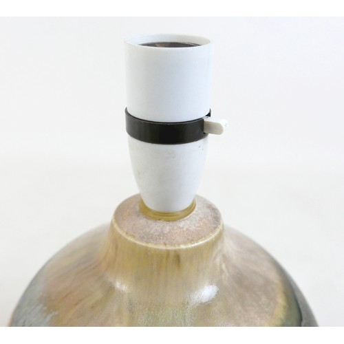 354 - A Mollie Hillam Furneck Pottery table lamp, 16 by 16 by 28cm high.